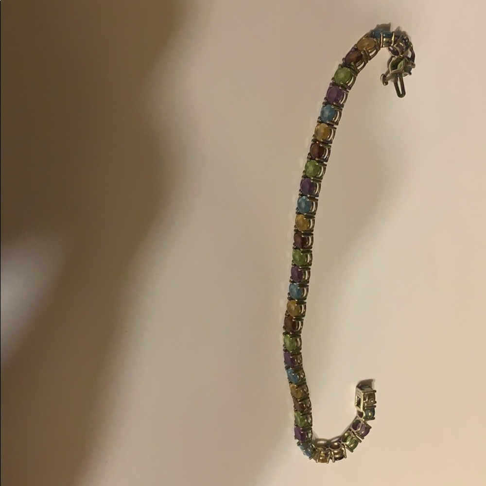 Sterling silver multi color stone bracelet